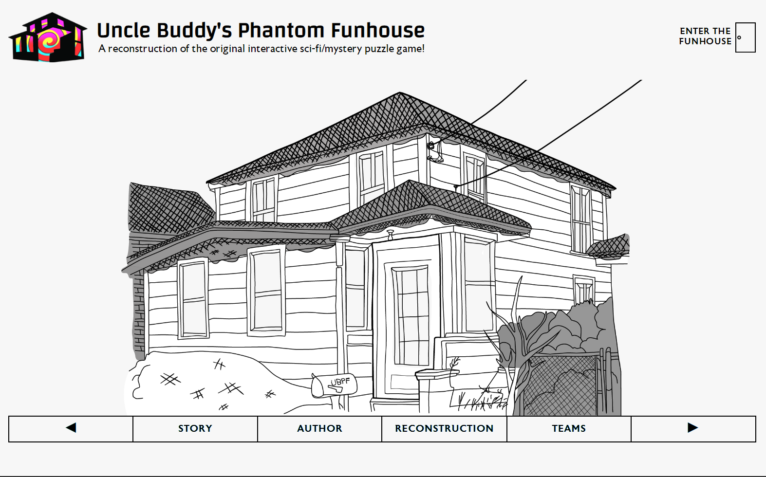 screenshot of the archival site for Uncle Buddy's Phantom Funhouse